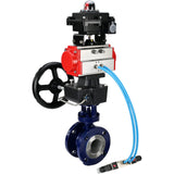 Vanne papillon d'eau Elephant WBV3EX-3432M-1W-F-ISO, matériau du corps - Acier au carbone, matériau du disque - Acier inoxydable AISI 316, joint - Métal, actionneur pneumatique PA-DA double action, 4V320-10 220V, BKV APL-410N EX, volant MON