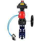 Vanne papillon d'eau Elephant WBV3EX-3432M-1W-F-ISO, matériau du corps - Acier au carbone, matériau du disque - Acier inoxydable AISI 316, joint - Métal, actionneur pneumatique PA-DA double action, 4V320-10 220V, BKV APL-410N EX, volant MON