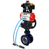 Vanne papillon d'eau Elephant WBV3EX-3432M-1W-F-ISO, matériau du corps - Acier au carbone, matériau du disque - Acier inoxydable AISI 316, joint - Métal, actionneur pneumatique PA-DA double action, 4V320-08 220V, BKV APL-410N EX, volant MON