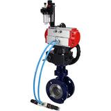 Vanne papillon d'eau Elephant WBV3EX-3432M-1W-F-ISO, matériau du corps - Acier au carbone, matériau du disque - Acier inoxydable AISI 316, joint - Métal, actionneur pneumatique PA-DA double action, volant manuel 4V320-10 220V MON, BPV AFC2000