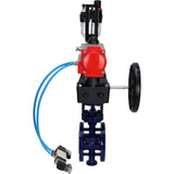 Vanne papillon d'eau Elephant WBV3EX-3432M-1W-F-ISO, matériau du corps - Acier au carbone, matériau du disque - Acier inoxydable AISI 316, joint - Métal, actionneur pneumatique PA-DA double action, volant manuel 4V320-08 220V MON, BPV AFC2000