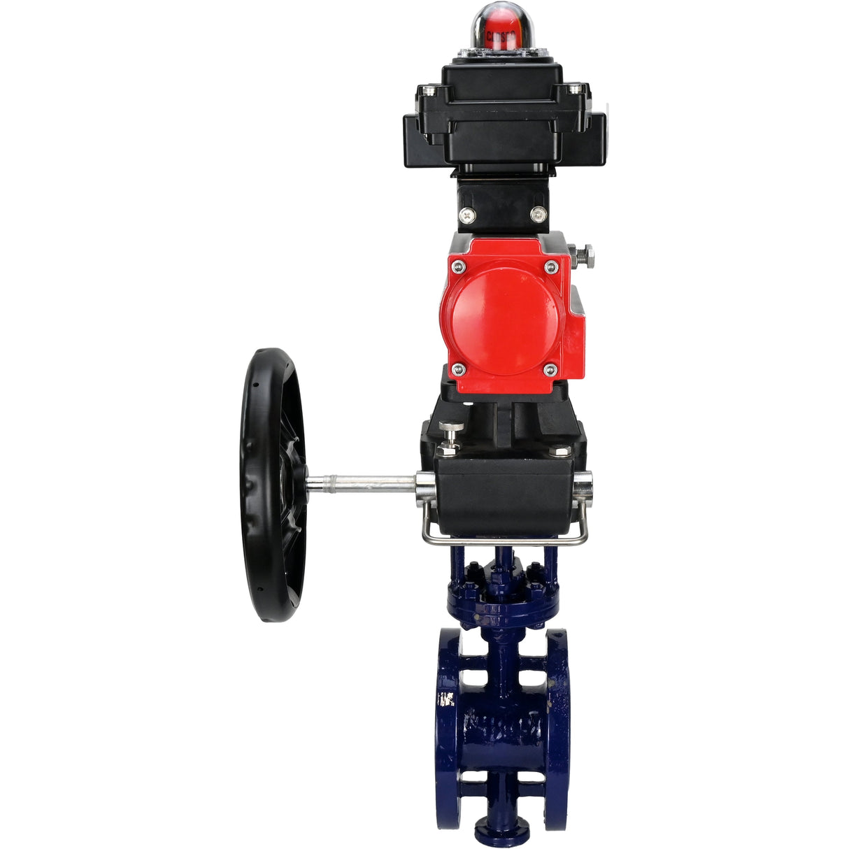 Vanne papillon d'eau Elephant WBV3EX-3432M-1W-F-ISO, matériau du corps - Acier au carbone, matériau du disque - Acier inoxydable AISI 316, joint - Métal, actionneur pneumatique PA-DA double action, BKV APL-410N EX, volant MON