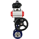 Vanne papillon d'eau Elephant WBV3EX-3432M-1W-F-ISO, matériau du corps - Acier au carbone, matériau du disque - Acier inoxydable AISI 316, joint - Métal, actionneur pneumatique PA-DA double action, BKV APL-410N EX, volant MON