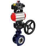 Vanne papillon d'eau Elephant WBV3EX-3432M-1W-F-ISO, matériau du corps - Acier au carbone, matériau du disque - Acier inoxydable AISI 316, joint - Métal, actionneur pneumatique PA-DA double action, BKV APL-410N EX, volant MON