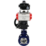 Vanne papillon d'eau Elephant WBV3EX-3432M-1W-F-ISO, matériau du corps - Acier au carbone, matériau du disque - Acier inoxydable AISI 316, joint - Métal, actionneur pneumatique PA-DA double action, BKV APL-410N EX, volant MON