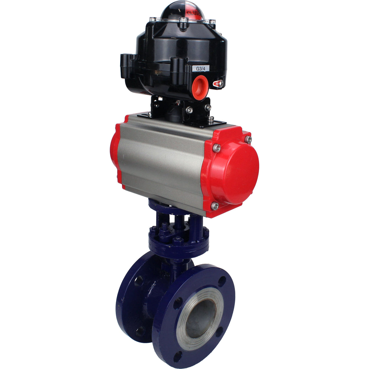 Vanne papillon d'eau Elephant WBV3EX-3432M-1W-F-ISO, matériau du corps - Acier au carbone, matériau du disque - Acier inoxydable AISI 316, joint - Métal, actionneur pneumatique PA-SA avec ressorts de rappel, , BKV APL-510N EX