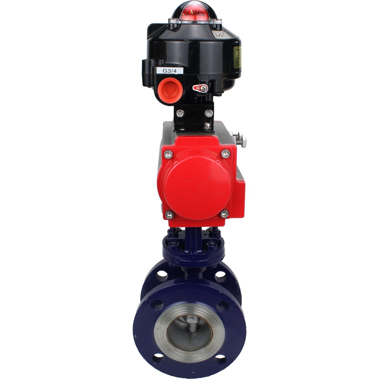 Vanne papillon d'eau Elephant WBV3EX-3432M-1W-F-ISO, matériau du corps - Acier au carbone, matériau du disque - Acier inoxydable AISI 316, joint - Métal, actionneur pneumatique PA-SA avec ressorts de rappel, , BKV APL-510N EX