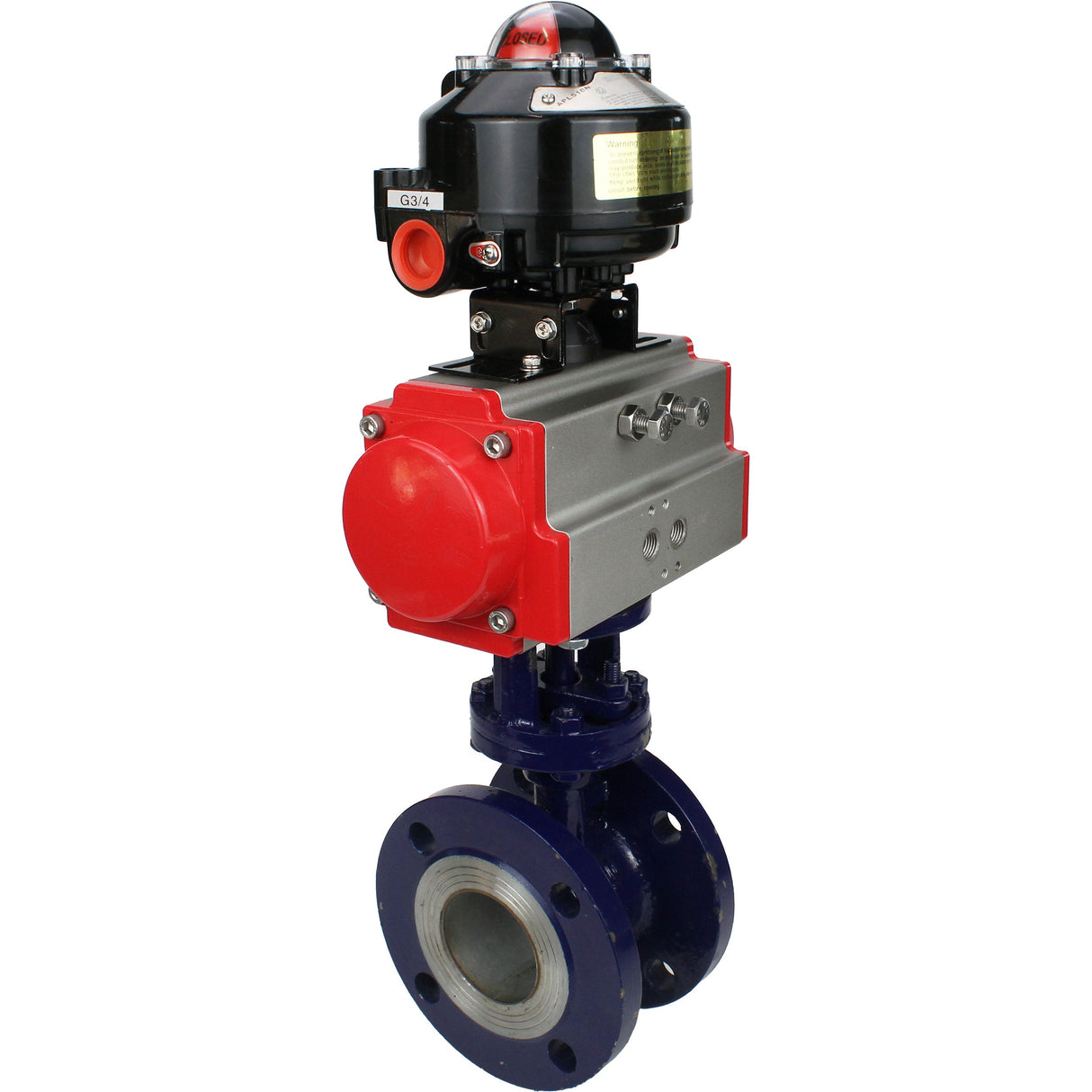 Vanne papillon d'eau Elephant WBV3EX-3432M-1W-F-ISO, matériau du corps - Acier au carbone, matériau du disque - Acier inoxydable AISI 316, joint - Métal, actionneur pneumatique PA-SA avec ressorts de rappel, , BKV APL-510N EX