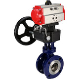 Vanne papillon d'eau Elephant WBV3EX-3432M-1W-F-ISO, matériau du corps - Acier au carbone, matériau du disque - Acier inoxydable AISI 316, joint - Métal, actionneur pneumatique PA-DA, volant à double effet MON