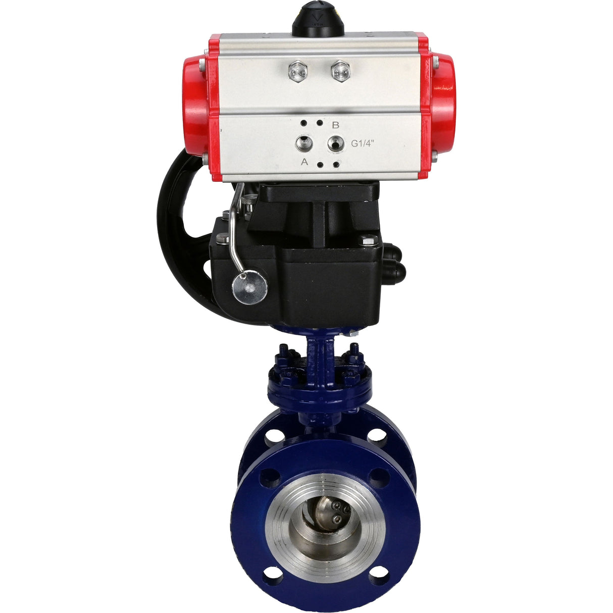 Vanne papillon d'eau Elephant WBV3EX-3432M-1W-F-ISO, matériau du corps - Acier au carbone, matériau du disque - Acier inoxydable AISI 316, joint - Métal, actionneur pneumatique PA-DA, volant à double effet MON