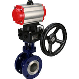 Vanne papillon d'eau Elephant WBV3EX-3432M-1W-F-ISO, matériau du corps - Acier au carbone, matériau du disque - Acier inoxydable AISI 316, joint - Métal, actionneur pneumatique PA-DA, volant à double effet MON