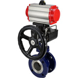 Vanne papillon d'eau Elephant WBV3EX-3432M-1W-F-ISO, matériau du corps - Acier au carbone, matériau du disque - Acier inoxydable AISI 316, joint - Métal, actionneur pneumatique PA-DA, volant à double effet MON