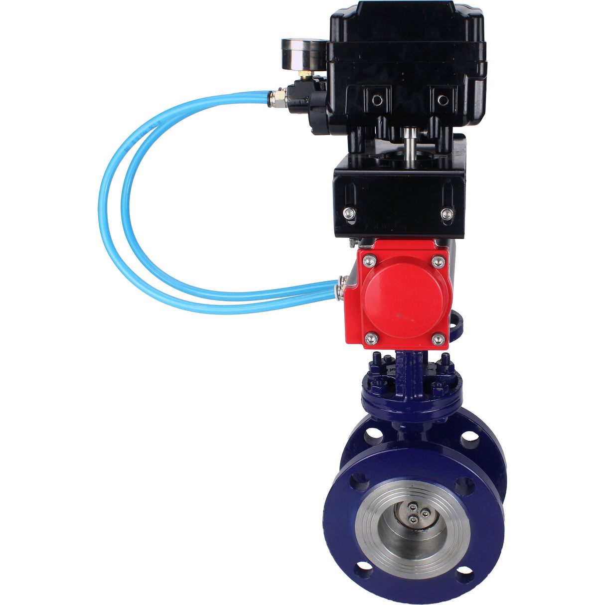 Vanne papillon d'eau Elephant WBV3EX-3432M-1W-F-ISO, matériau du corps - Acier au carbone, matériau du disque - Acier inoxydable AISI 316, joint - Métal, actionneur pneumatique PA-SA avec ressorts de rappel, positionneur YT-1000RSN avec rétroaction