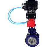 Vanne papillon d'eau Elephant WBV3EX-3432M-1W-F-ISO, matériau du corps - Acier au carbone, matériau du disque - Acier inoxydable AISI 316, joint - Métal, actionneur pneumatique PA-SA avec ressorts de rappel, positionneur YT-1000RSN avec rétroaction