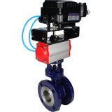 Vanne papillon d'eau Elephant WBV3EX-3432M-1W-F-ISO, matériau du corps - Acier au carbone, matériau du disque - Acier inoxydable AISI 316, joint - Métal, actionneur pneumatique PA-SA avec ressorts de rappel, positionneur YT-1000RSN avec rétroaction