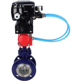 Vanne papillon d'eau Elephant WBV3EX-3432M-1W-F-ISO, matériau du corps - Acier au carbone, matériau du disque - Acier inoxydable AISI 316, joint - Métal, actionneur pneumatique PA-SA avec ressorts de rappel, positionneur YT-1000RSN avec rétroaction