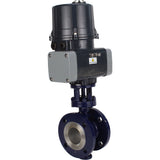 Butterfly valves with triple eccentricity Elephant WBV3EX-3432M-1W-F-ISO flanged, body - carbon steel WCB, disc - stainless steel 316, seal - METAL, with electric quarter turn actuator Elephant QTSA-N-EM-O0-220VAC