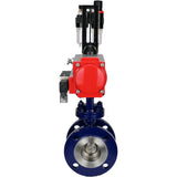 Vanne papillon d'eau Elephant WBV3EX-3432M-1W-F-ISO, matériau du corps - Acier au carbone, matériau du disque - Acier inoxydable AISI 316, joint - Métal, actionneur pneumatique PA-SA avec ressorts de rappel, 4M310-08 24V BPV AFC2000