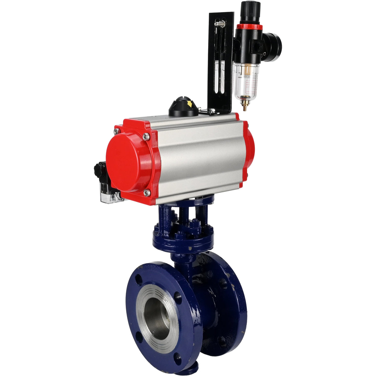 Vanne papillon d'eau Elephant WBV3EX-3432M-1W-F-ISO, matériau du corps - Acier au carbone, matériau du disque - Acier inoxydable AISI 316, joint - Métal, actionneur pneumatique PA-SA avec ressorts de rappel, 4M310-08 24V BPV AFC2000