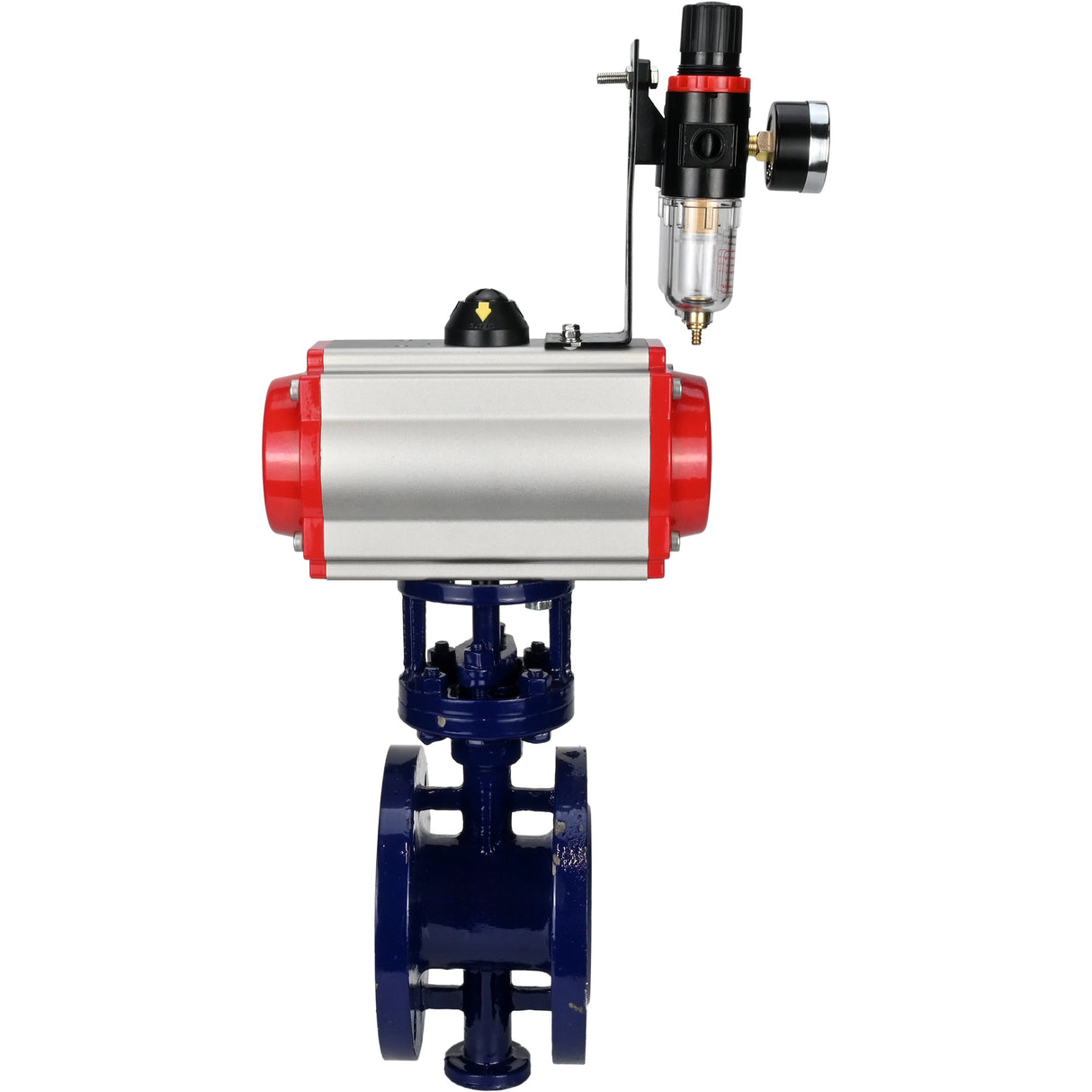 Vanne papillon d'eau Elephant WBV3EX-3432M-1W-F-ISO, matériau du corps - Acier au carbone, matériau du disque - Acier inoxydable AISI 316, joint - Métal, actionneur pneumatique PA-SA avec ressorts de rappel, 4M310-08 220V BPV AFC2000