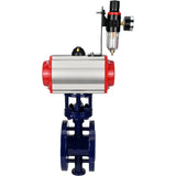 Vanne papillon d'eau Elephant WBV3EX-3432M-1W-F-ISO, matériau du corps - Acier au carbone, matériau du disque - Acier inoxydable AISI 316, joint - Métal, actionneur pneumatique PA-SA avec ressorts de rappel, 4M310-08 24V BPV AFC2000