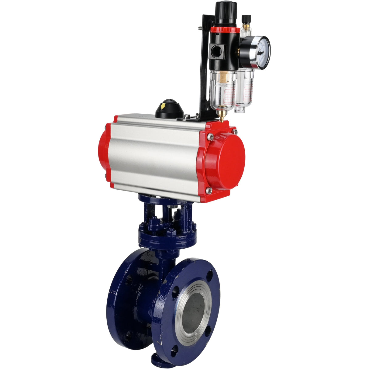 Vanne papillon d'eau Elephant WBV3EX-3432M-1W-F-ISO, matériau du corps - Acier au carbone, matériau du disque - Acier inoxydable AISI 316, joint - Métal, actionneur pneumatique PA-SA avec ressorts de rappel, 4M310-08 24V BPV AFC2000