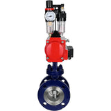 Vanne papillon d'eau Elephant WBV3EX-3432M-1W-F-ISO, matériau du corps - Acier au carbone, matériau du disque - Acier inoxydable AISI 316, joint - Métal, actionneur pneumatique PA-SA avec ressorts de rappel, 4M310-08 24V BPV AFC2000