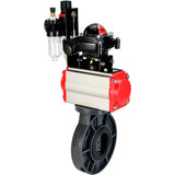 Butterfly valves Elephant WBV4242E-2W-Fb-ISO, body material - UPVC, disc material - UPVC, seal - EPDM, with pneumatic actuator double action PA-DA, pneumatic distributor 4M310-08 24V, LSU APL-210N and ATU AFC2000