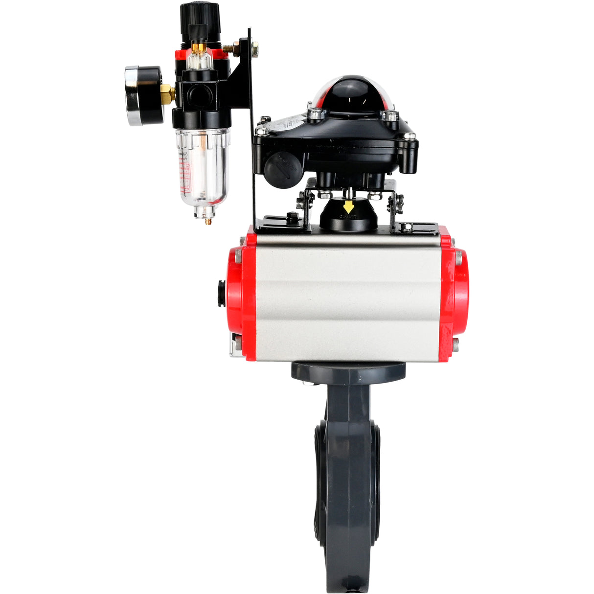 Butterfly valves Elephant WBV4242E-2W-Fb-ISO, body material - UPVC, disc material - UPVC, seal - EPDM, with pneumatic actuator double action PA-DA, pneumatic distributor 4M310-08 24V, LSU APL-210N and ATU AFC2000