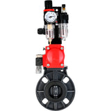 Butterfly valves Elephant WBV4242E-2W-Fb-ISO, body material - UPVC, disc material - UPVC, seal - EPDM, with pneumatic actuator double action PA-DA, pneumatic distributor 4M310-08 24V, LSU APL-210N and ATU AFC2000