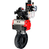 Butterfly valves Elephant WBV4242E-2W-Fb-ISO, body material - UPVC, disc material - UPVC, seal - EPDM, with pneumatic actuator double action PA-DA, pneumatic distributor 4M310-08 24V, LSU APL-210N and ATU AFC2000