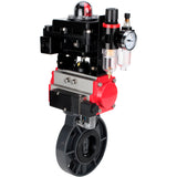 Butterfly valves Elephant WBV4242E-2W-Fb-ISO, body material - UPVC, disc material - UPVC, seal - EPDM, with pneumatic actuator double action PA-DA, pneumatic distributor 4M310-08 24V, LSU APL-410N EX and ATU AFC2000