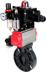 Butterfly valves Elephant WBV4242E-2W-Fb-ISO, body material - UPVC, disc material - UPVC, seal - EPDM, with pneumatic actuator double action PA-DA, pneumatic distributor 4M310-08 24V, LSU APL-410N EX and ATU AFC2000