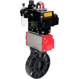 Butterfly valves Elephant WBV4242E-2W-Fb-ISO, body material - UPVC, disc material - UPVC, seal - EPDM, with pneumatic actuator double action PA-DA, pneumatic distributor 4M310-08 24V, LSU APL-410N EX and ATU AFC2000
