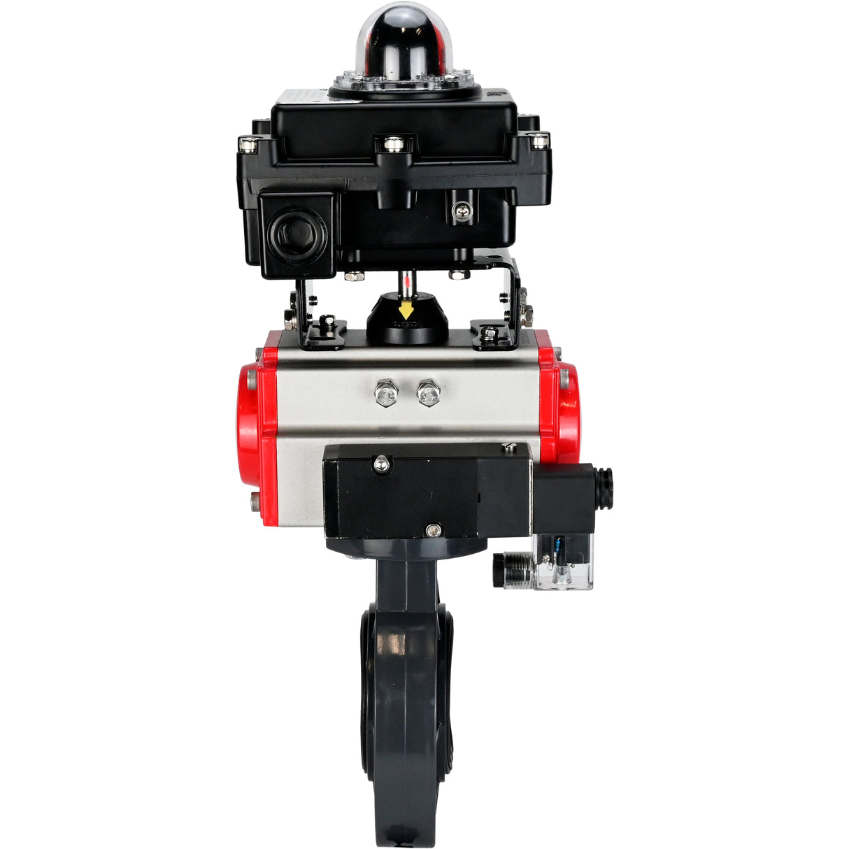 Butterfly valves Elephant WBV4242E-2W-Fb-ISO, body material - UPVC, disc material - UPVC, seal - EPDM, with pneumatic actuator double action PA-DA, pneumatic distributor 4M310-08 24V and LSU APL-410N EX
