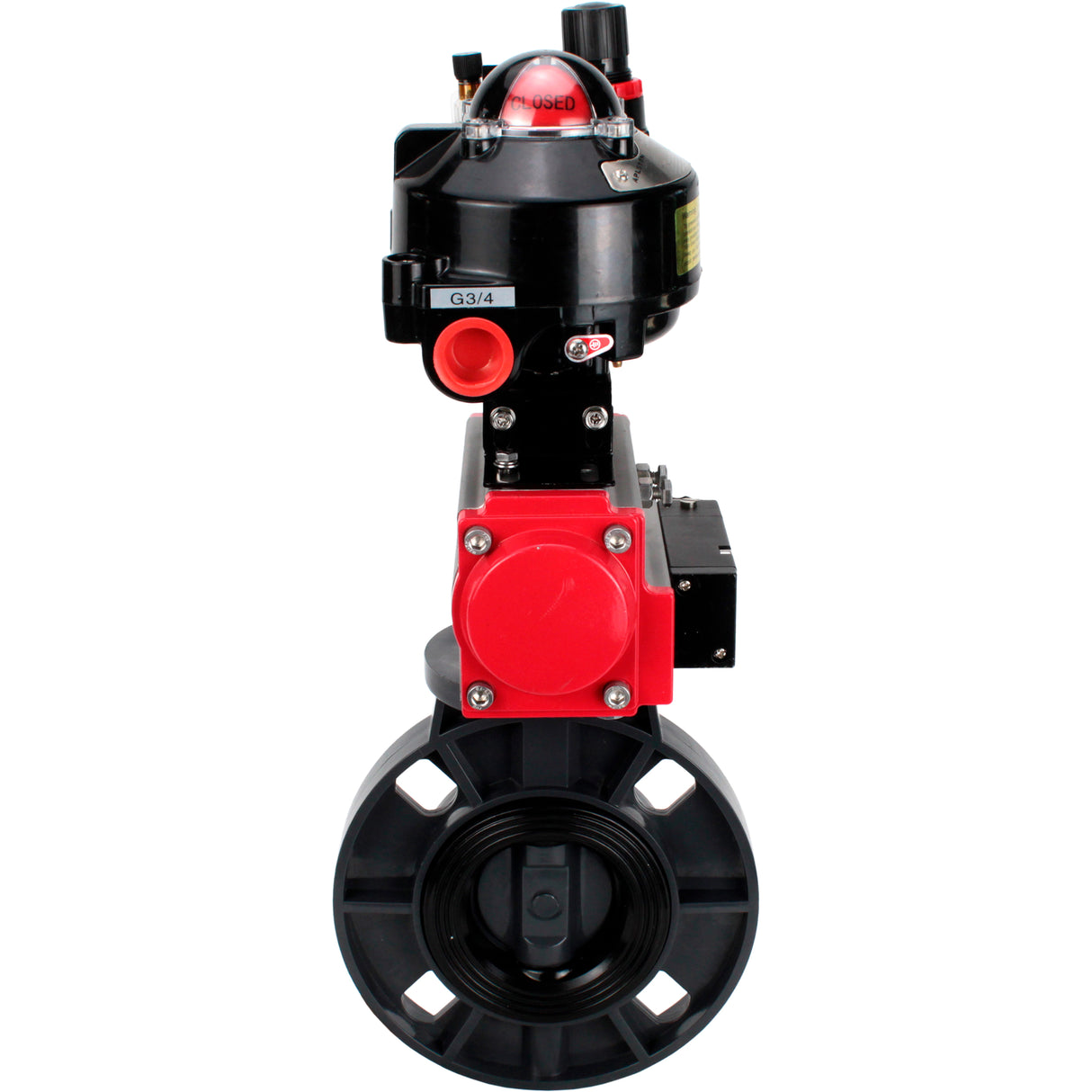 Butterfly valves Elephant WBV4242E-2W-Fb-ISO, body material - UPVC, disc material - UPVC, seal - EPDM, with pneumatic actuator double action PA-DA, pneumatic distributor 4M310-08 220V, LSU APL-510N EX and ATU AFC2000