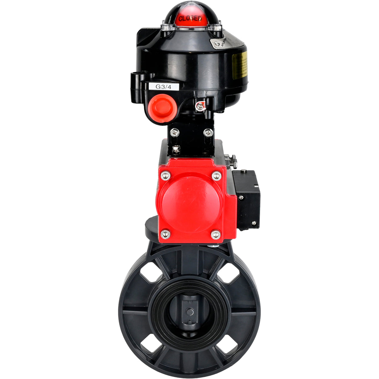 Butterfly valves Elephant WBV4242E-2W-Fb-ISO, body material - UPVC, disc material - UPVC, seal - EPDM, with pneumatic actuator double action PA-DA, pneumatic distributor 4M310-08 24V and LSU APL-510N EX