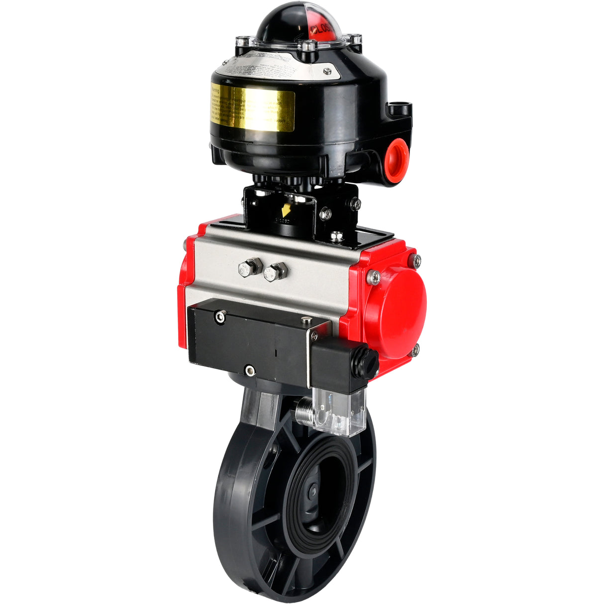 Butterfly valves Elephant WBV4242E-2W-Fb-ISO, body material - UPVC, disc material - UPVC, seal - EPDM, with pneumatic actuator double action PA-DA, pneumatic distributor 4M310-08 24V and LSU APL-510N EX