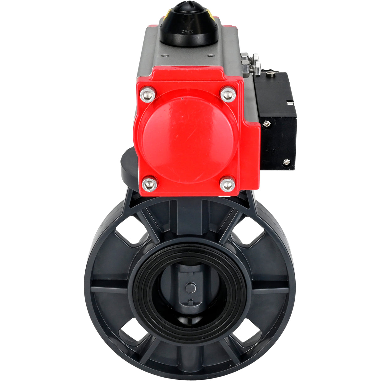 Butterfly valves Elephant WBV4242E-2W-Fb-ISO, body material - UPVC, disc material - UPVC, seal - EPDM, with pneumatic actuator double action PA-DA and pneumatic distributor 4M310-08 24V