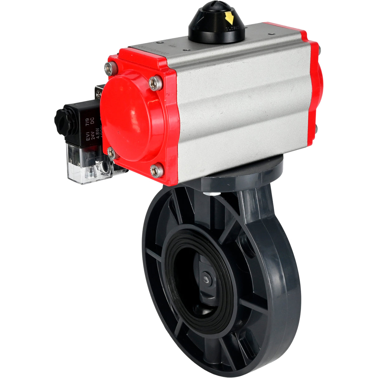 Butterfly valves Elephant WBV4242E-2W-Fb-ISO, body material - UPVC, disc material - UPVC, seal - EPDM, with pneumatic actuator double action PA-DA and pneumatic distributor 4M310-08 24V