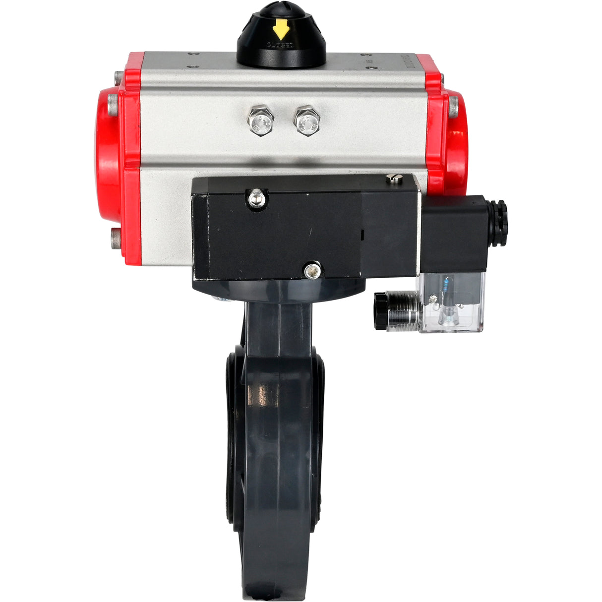Butterfly valves Elephant WBV4242E-2W-Fb-ISO, body material - UPVC, disc material - UPVC, seal - EPDM, with pneumatic actuator double action PA-DA and pneumatic distributor 4M310-08 24V