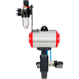 Butterfly valves Elephant WBV4242E-2W-Fb-ISO, body material - UPVC, disc material - UPVC, seal - EPDM, with pneumatic actuator double action PA-DA, pneumatic distributor 4V320-10 220V and ATU AFC2000