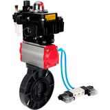 Butterfly valves Elephant WBV4242E-2W-Fb-ISO, body material - UPVC, disc material - UPVC, seal - EPDM, with pneumatic actuator double action PA-DA, pneumatic distributor 4V320-08 220V, LSU APL-410N EX and ATU AFC2000