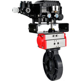 Butterfly valves Elephant WBV4242E-2W-Fb-ISO, body material - UPVC, disc material - UPVC, seal - EPDM, with pneumatic actuator double action PA-DA and electro-pneumatic rotary positioner YT-1000RSN without feedback