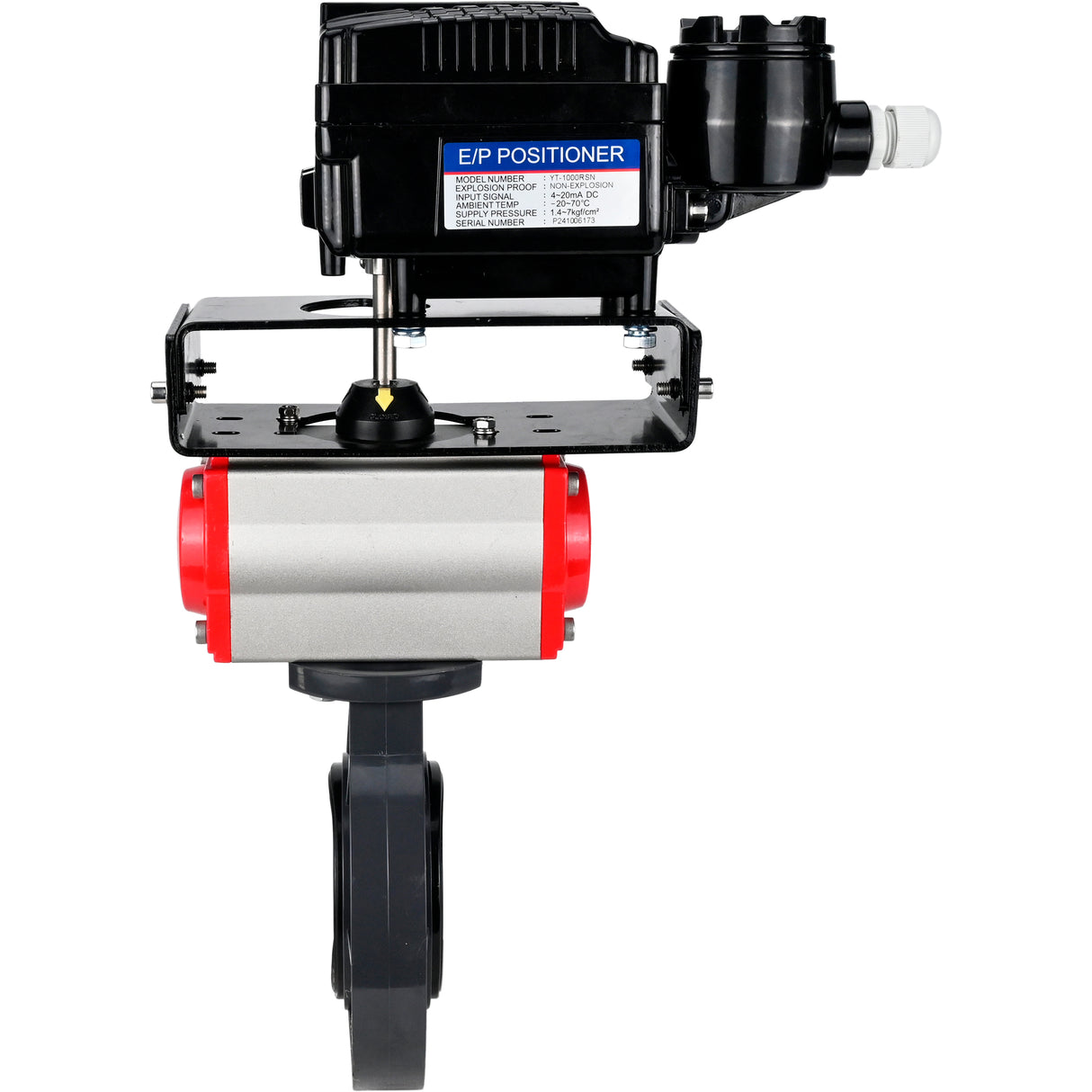 Butterfly valves Elephant WBV4242E-2W-Fb-ISO, body material - UPVC, disc material - UPVC, seal - EPDM, with pneumatic actuator double action PA-DA and electro-pneumatic rotary positioner YT-1000RSN without feedback