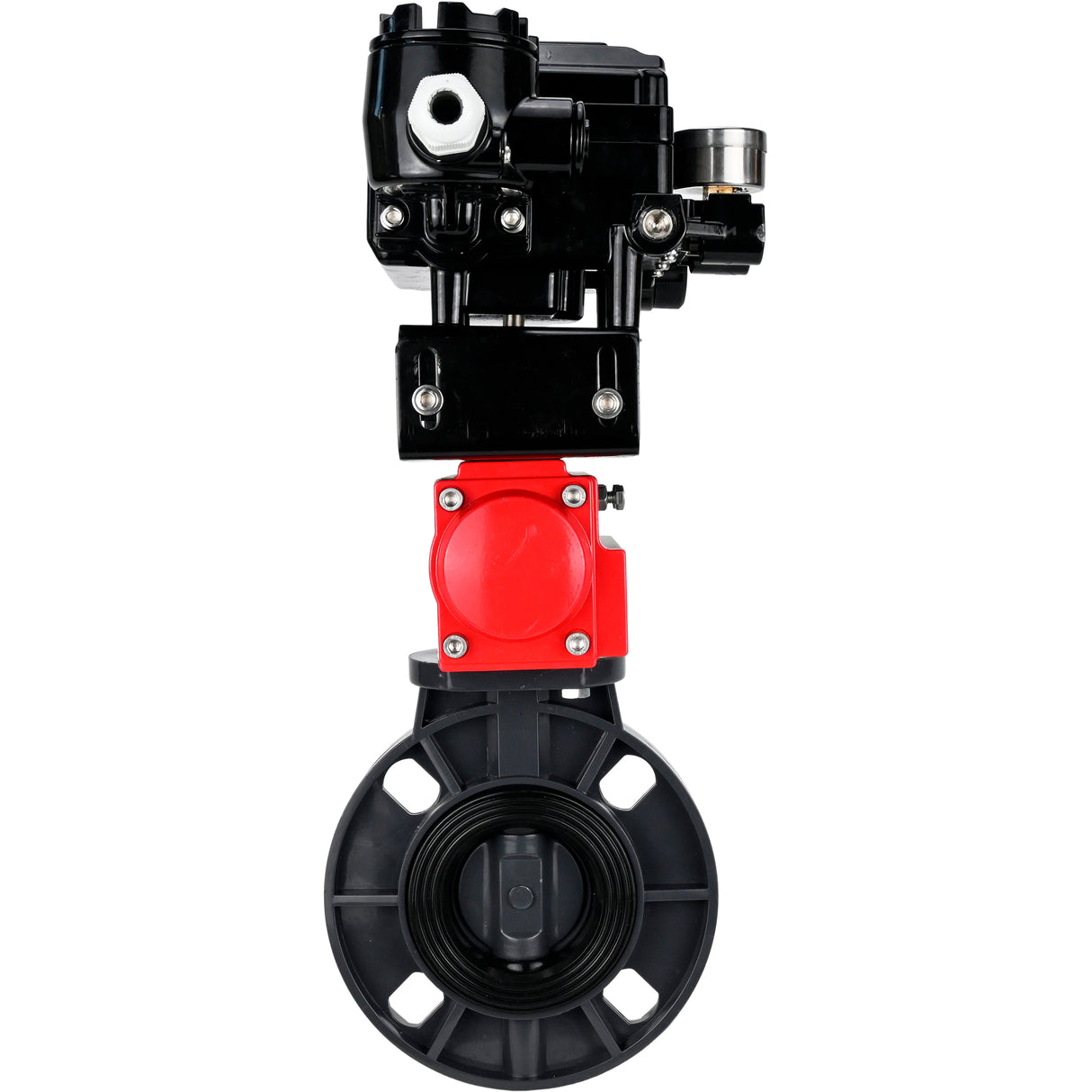 Butterfly valves Elephant WBV4242E-2W-Fb-ISO, body material - UPVC, disc material - UPVC, seal - EPDM, with pneumatic actuator double action PA-DA and electro-pneumatic rotary positioner YT-1000RSN without feedback