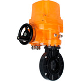 Butterfly valves Elephant WBV4242E-2W-Fb-ISO, body material - UPVC, disc material - UPVC, seal - EPDM, with explosion-proof quarter-turn actuator QT-EX-EM-O2-380VAC-U1