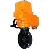 Butterfly valves Elephant WBV4242E-2W-Fb-ISO, body material - UPVC, disc material - UPVC, seal - EPDM, with explosion-proof quarter-turn actuator QT-EX-EM-O2-380VAC-U1