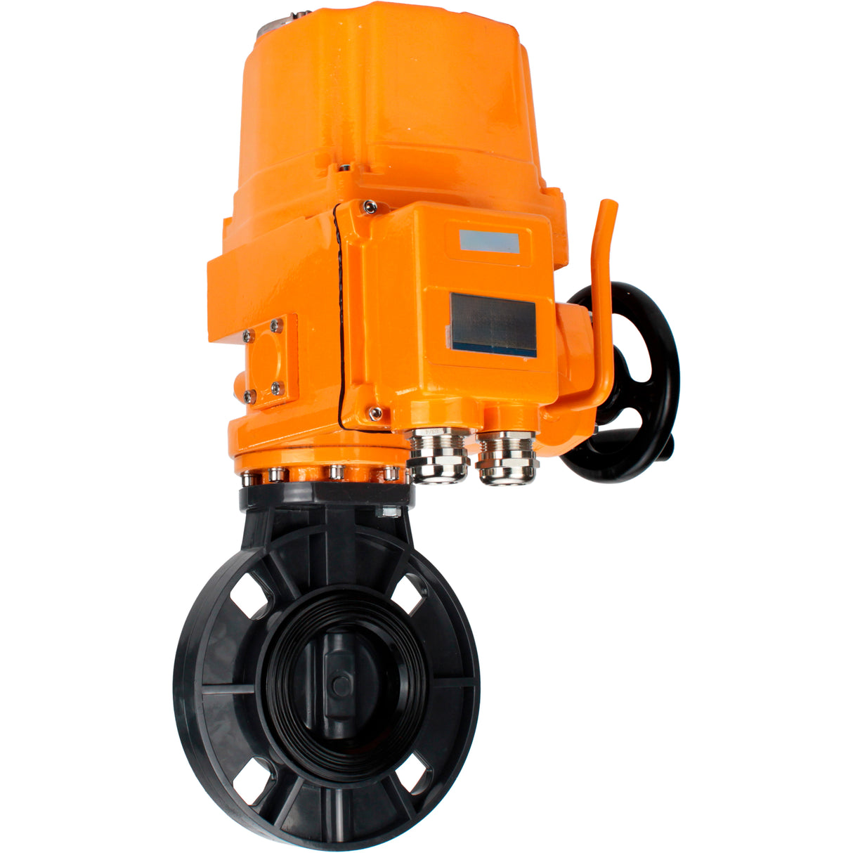 Butterfly valves Elephant WBV4242E-2W-Fb-ISO, body material - UPVC, disc material - UPVC, seal - EPDM, with explosion-proof quarter-turn actuator QT-EX-EM-O2-380VAC-U1