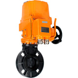 Butterfly valves Elephant WBV4242E-2W-Fb-ISO, body material - UPVC, disc material - UPVC, seal - EPDM, with explosion-proof quarter-turn actuator QT-EX-EM-O2-380VAC-U1